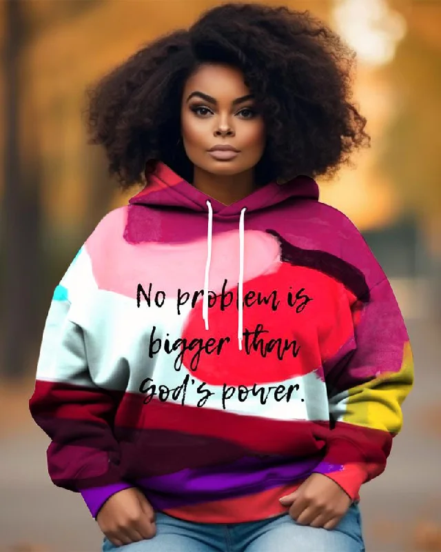 No Problem Is Bigger Than God's Power Long-sleeved Hoodie