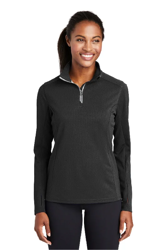 Sport-Tek Womens Sport-Wick Moisture Wicking 1/4 Zip Sweatshirt - Black