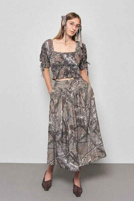 Park Linen Skirt Forest Camo