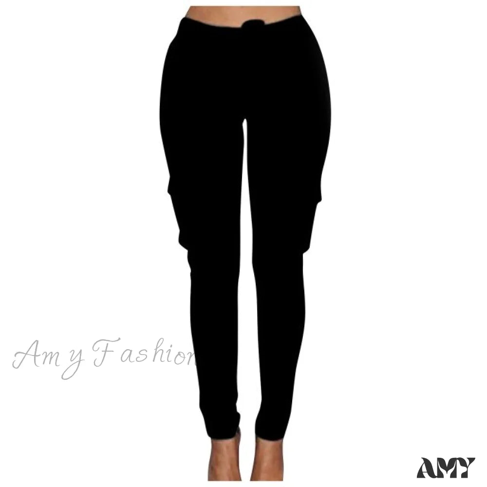 Amy Fashion - High Waist Elastic Joggers Lace-up Trousers