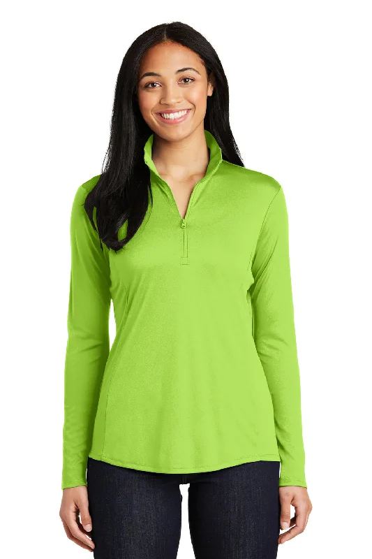 Sport-Tek Womens Competitor Moisture Wicking 1/4 Zip Sweatshirt - Lime Shock Green - Closeout