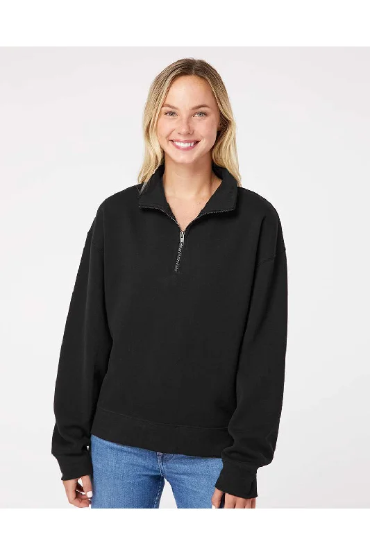 MV Sport Womens Sueded Fleece 1/4 Zip Sweatshirt - Black