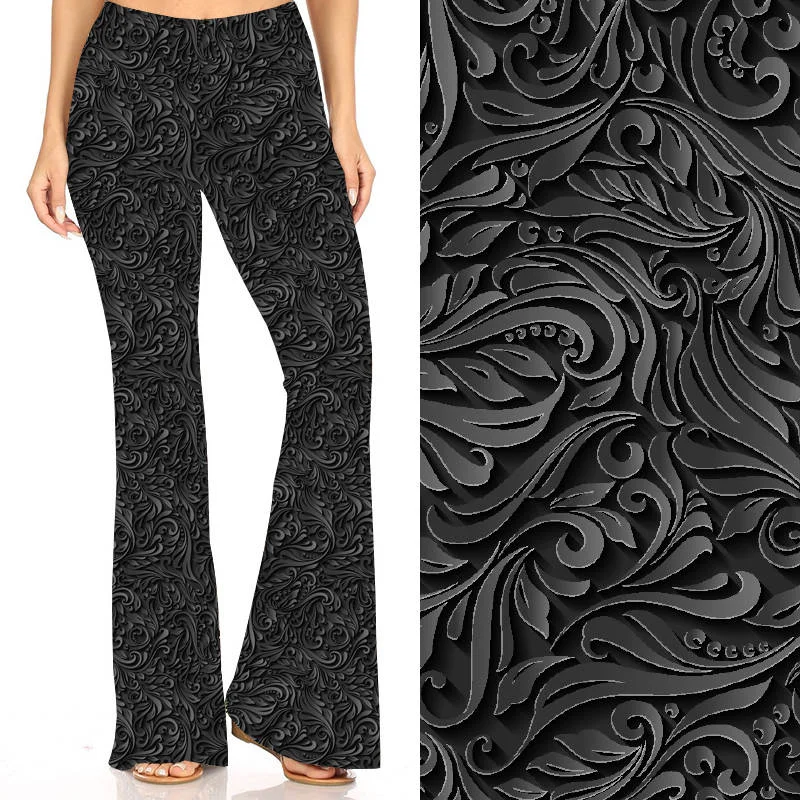 Black Vine Floral Deluxe Bell Bottoms