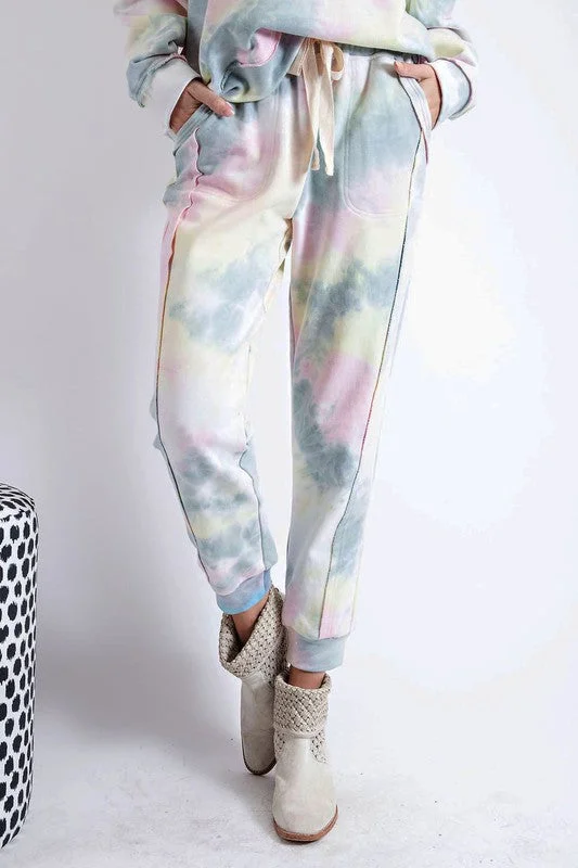 Easel Tie Dye Jogger Sweatpants - Sage Pink