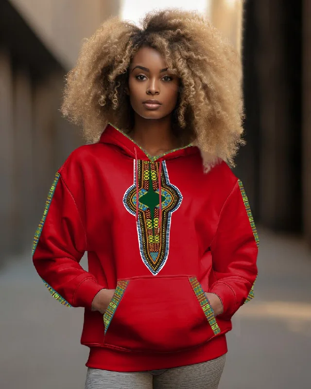 Ankara Splicing Print Long Sleeve Hoodie