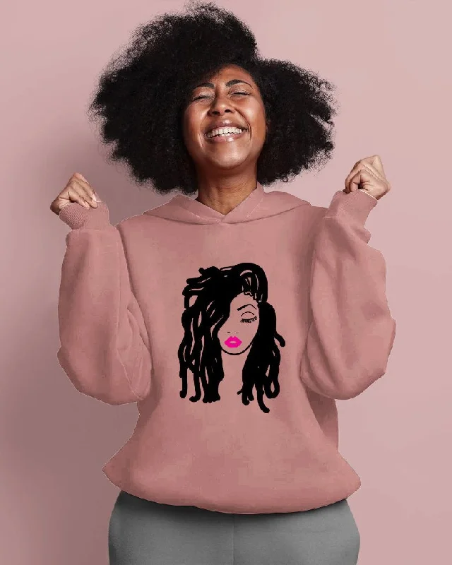 Afro Lady Strong Woman Long Sleeve Hoodie