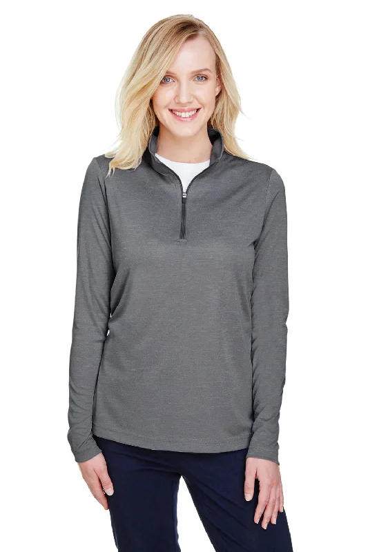 Team 365 Womens Zone Sonic Performance Moisture Wicking 1/4 Zip Sweatshirt - Heather Dark Grey