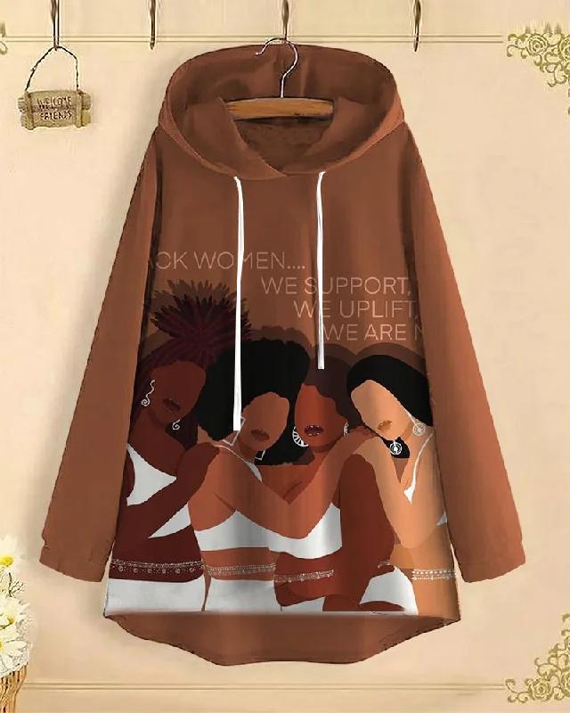 Melanin Long-Sleeved with Loose Hem Hoodie