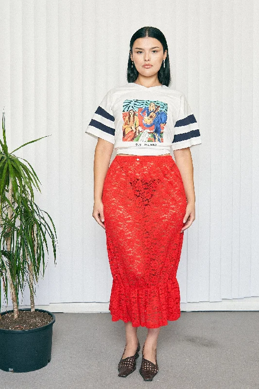 Red Rose Lace Rosette Skirt