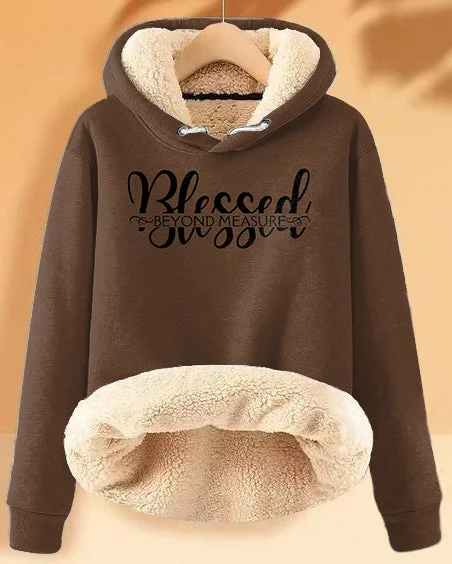 Plush and Warm Blessed Beyond Measure Long-sleeved Hoodie