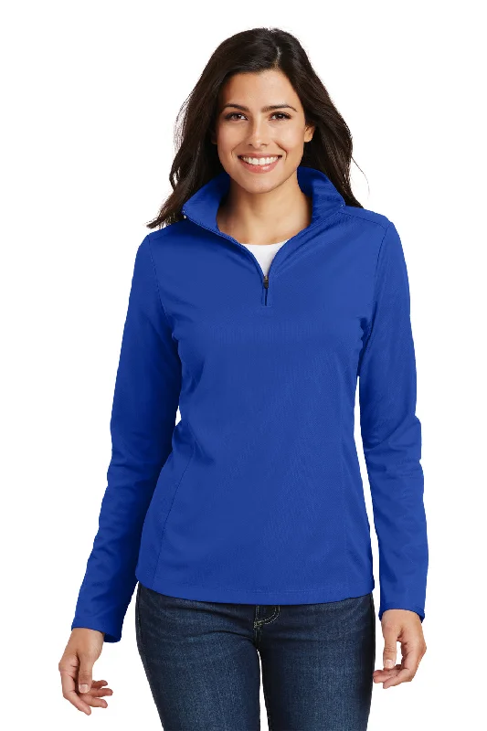 Port Authority Womens Moisture Wicking 1/4 Zip Sweatshirt - True Royal Blue - Closeout