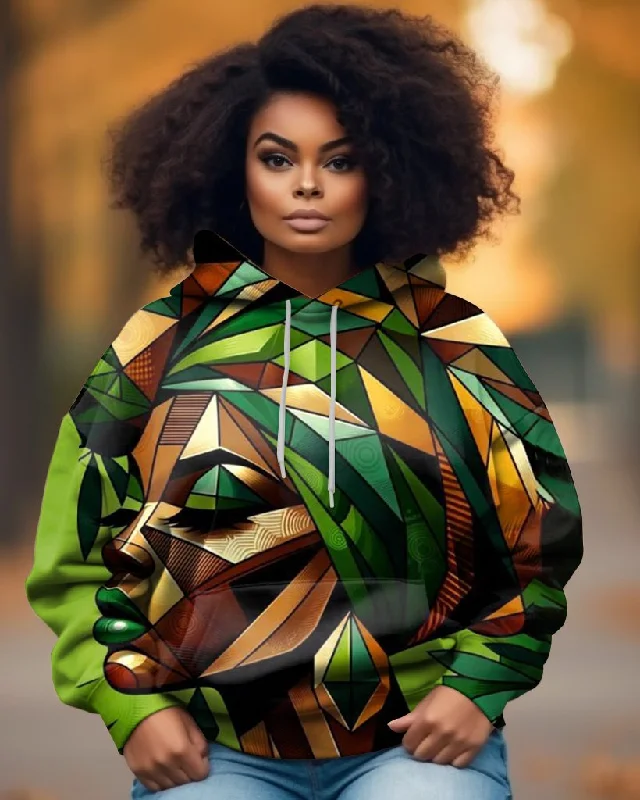 Black Woman Face Art Long-sleeved Hoodie