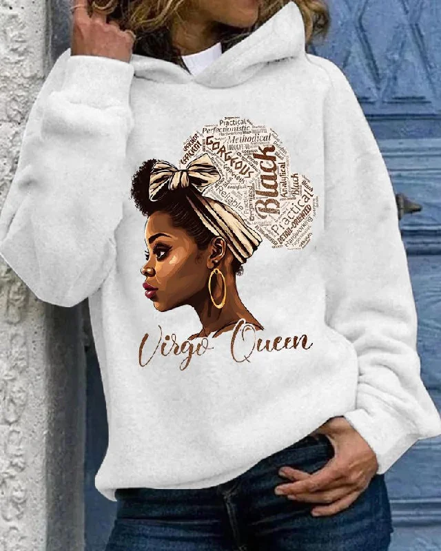 Black girl letter personalized hooded women's sweatshirt