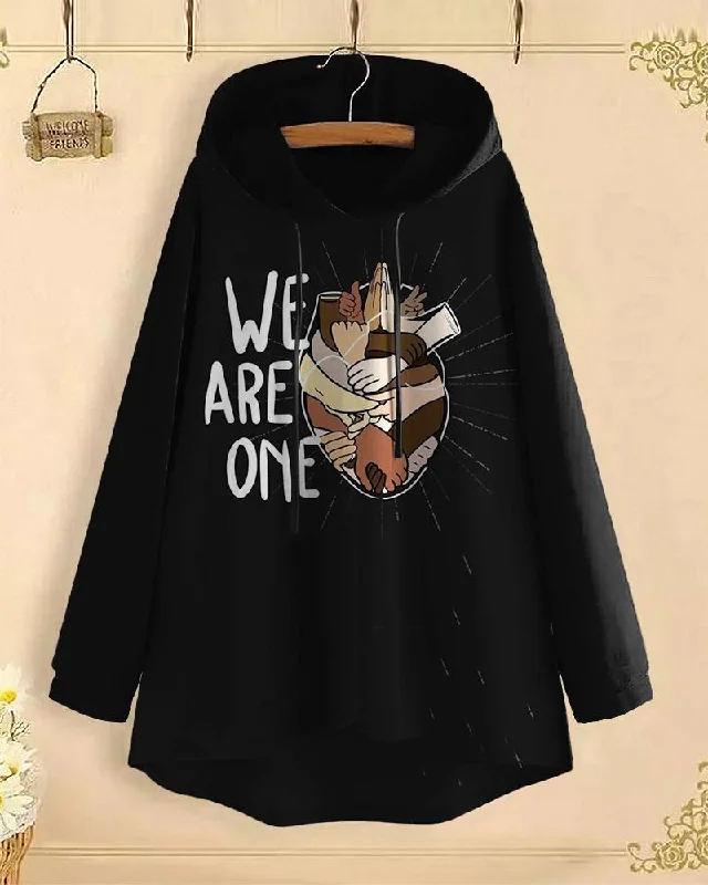 We Are One Long-Sleeved with Loose Hem Hoodie