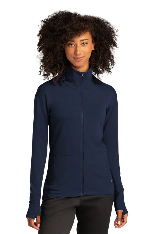 Sport-Tek Womens Flex Fleece Moisture Wicking Full Zip Sweatshirt w/ Pockets - True Navy Blue