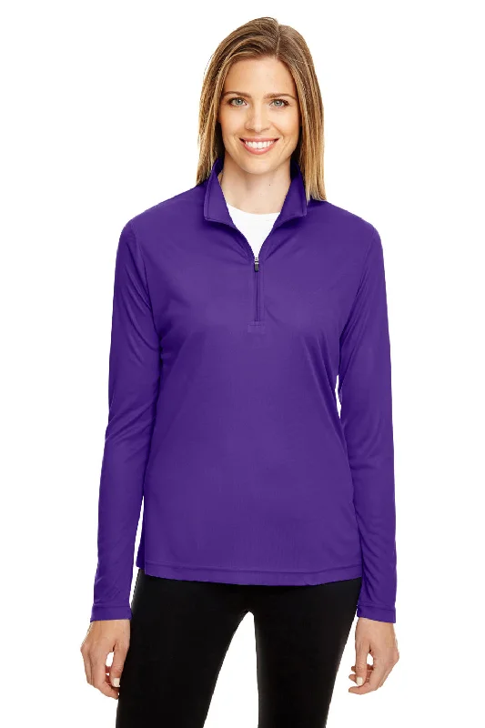 Team 365 Womens Zone Performance Moisture Wicking 1/4 Zip Sweatshirt - Purple