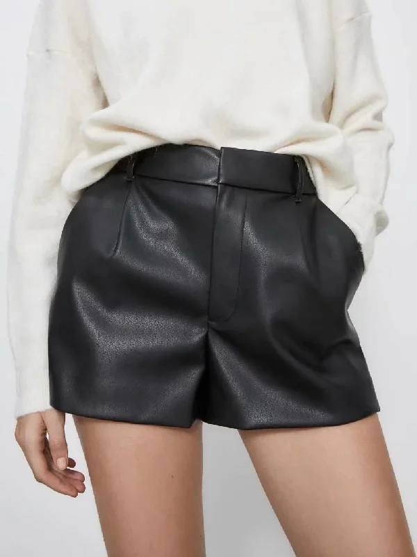 Amy Fashion - Vintage PU Leather Shorts