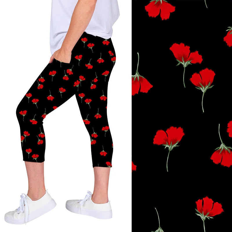 Floating Flowers Deluxe Pocket Capri