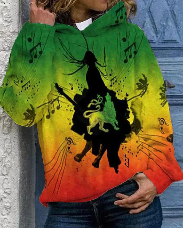 Reggae Music Color Contrast Hooded Hoodie