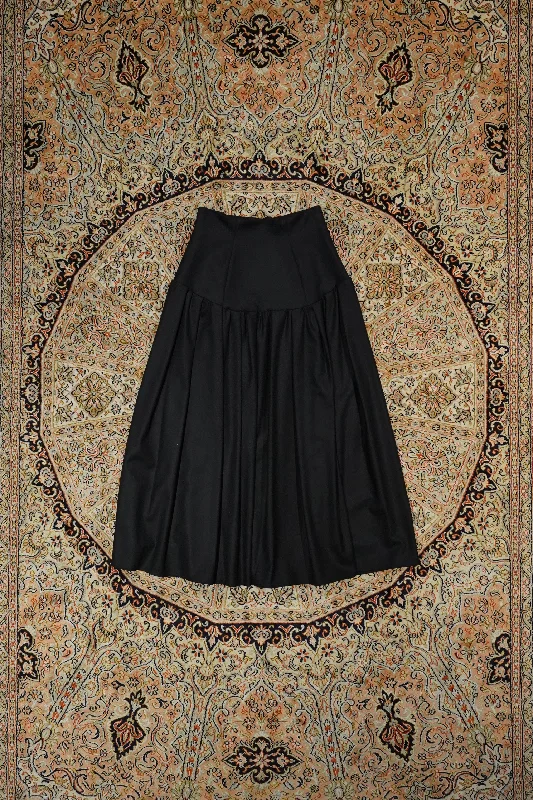 HIGH-WAIST GATHER SKIRT (BLACK)