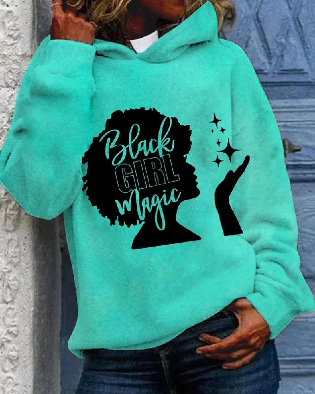 Afro Woman Black Girl Magic Long Sleeves Hoodie