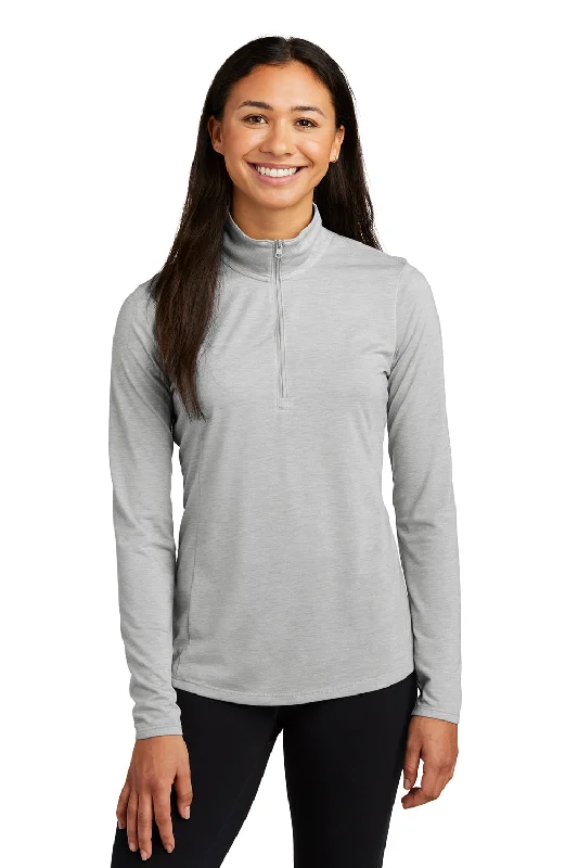 Sport-Tek Womens Moisture Wicking 1/4 Zip Sweatshirt - Heather Light Grey