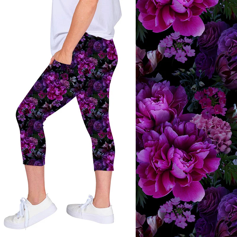 Purple Petals Deluxe Pocket Capri