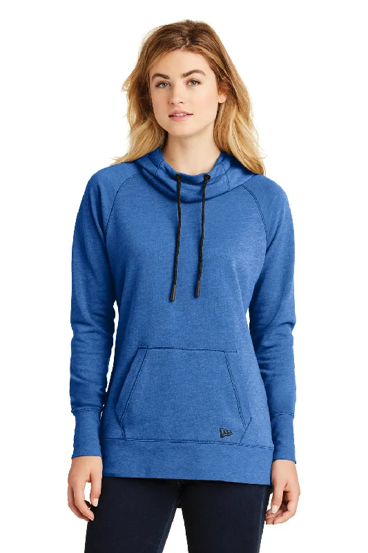 New Era Womens Fleece Hooded Sweatshirt Hoodie w/ Pouch Pocket - Heather Royal Blue