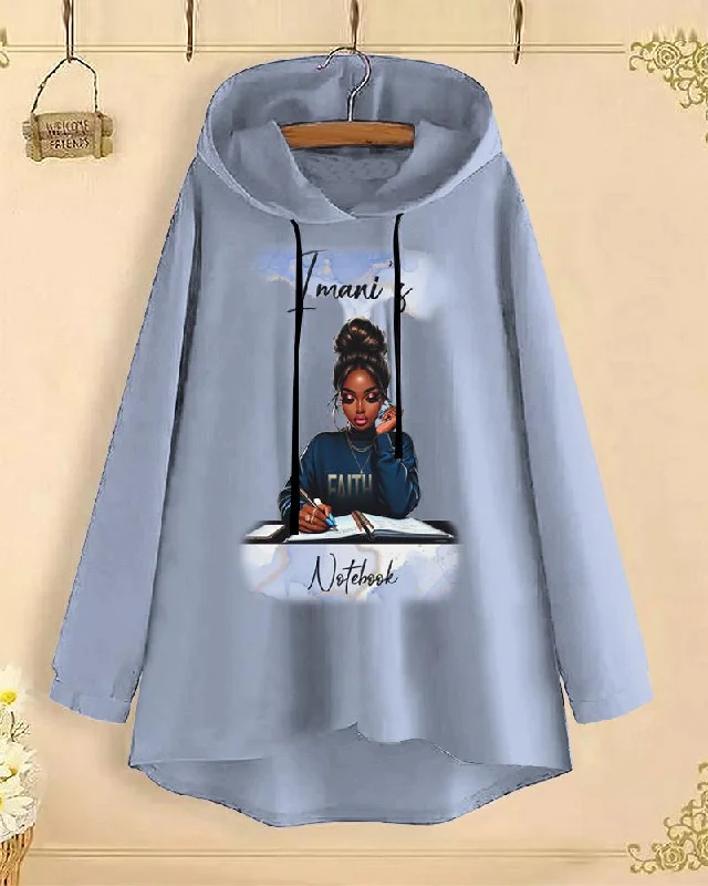 Imani‘s Notebook Long-Sleeved with Loose Hem Hoodie