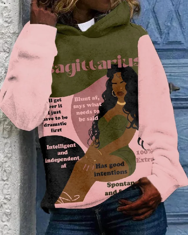 Sagittarius Girly Seaso Print Unisex Long-sleeved Hoodie