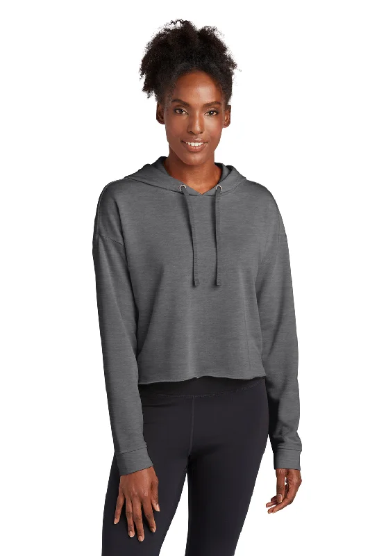 Sport-Tek Womens Moisture Wicking Fleece Crop Hooded Sweatshirt Hoodie - Heather Dark Grey