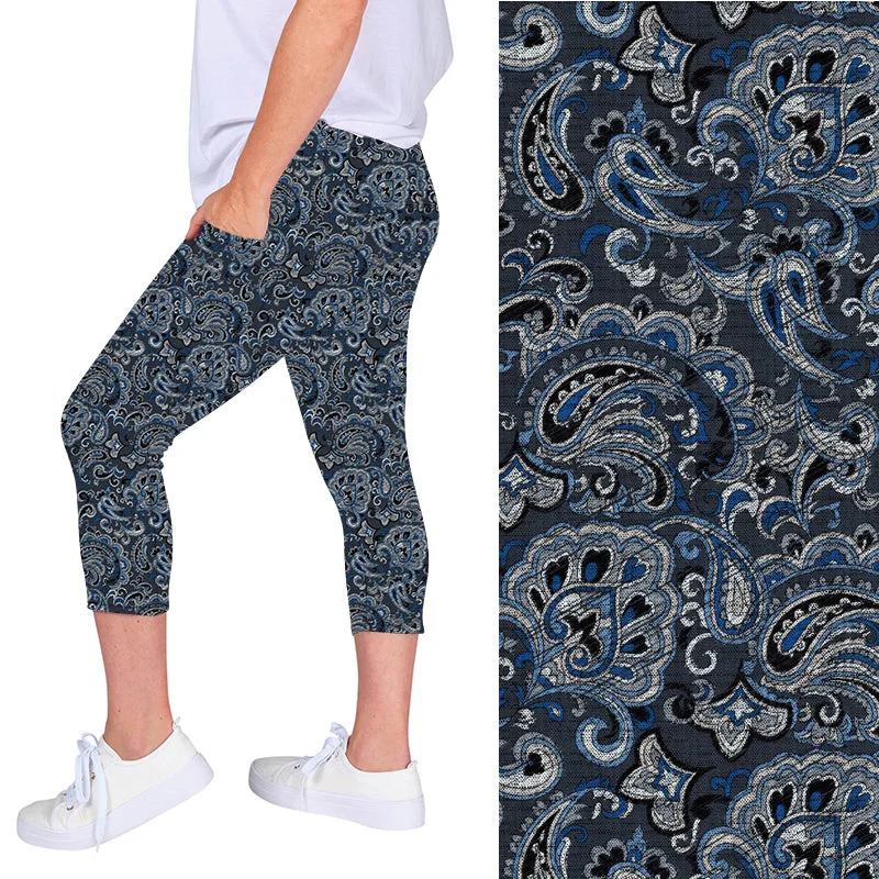 Denim Sky Paisley Deluxe Pocket Capri