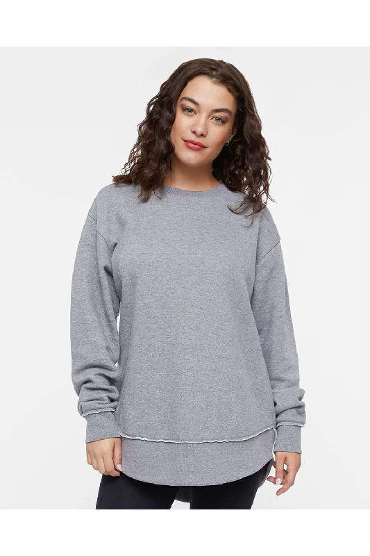 LAT Womens Weekend Fleece Crewneck Sweatshirt - Heather Granite Grey