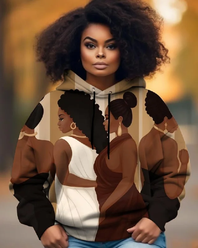 Black Girl Fashion Illustration Art Printed Hoodie