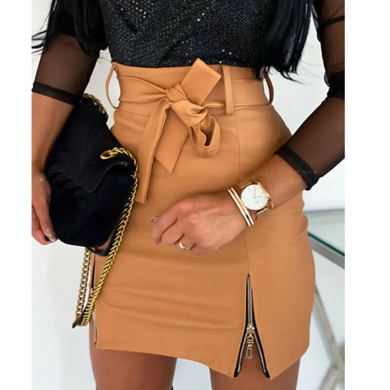 Amy Fashion - High Waist Split Office Mini Slim Skirt