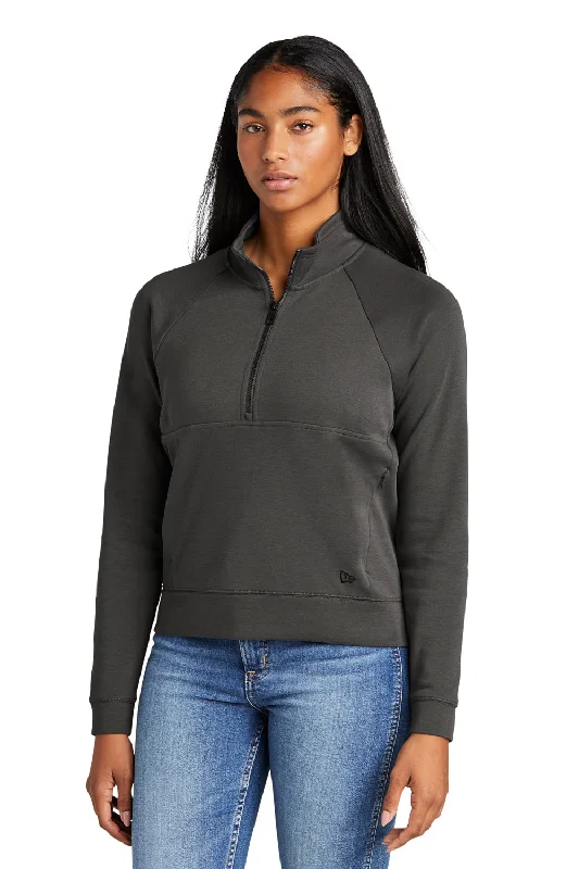 New Era Womens STS 1/4 Zip Sweatshirt w/ Pouch Pocket - Graphite Grey