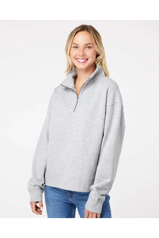 MV Sport Womens Sueded Fleece 1/4 Zip Sweatshirt - Heather Grey