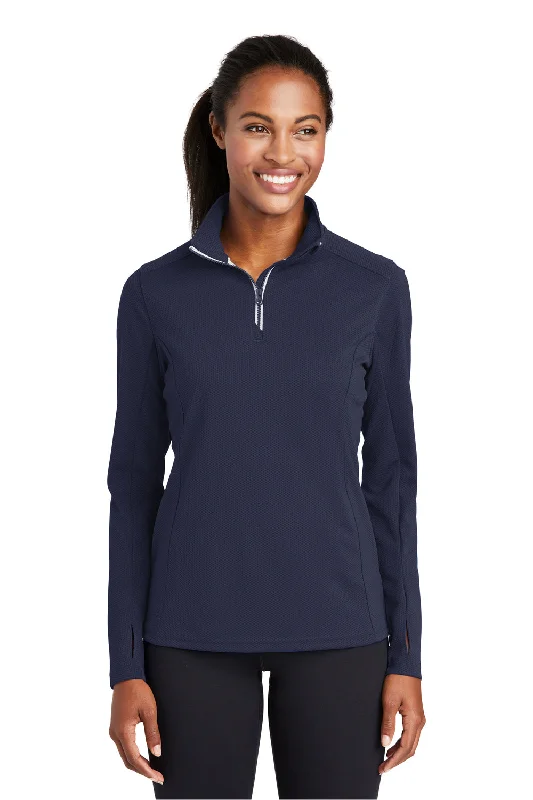 Sport-Tek Womens Sport-Wick Moisture Wicking 1/4 Zip Sweatshirt - True Navy Blue