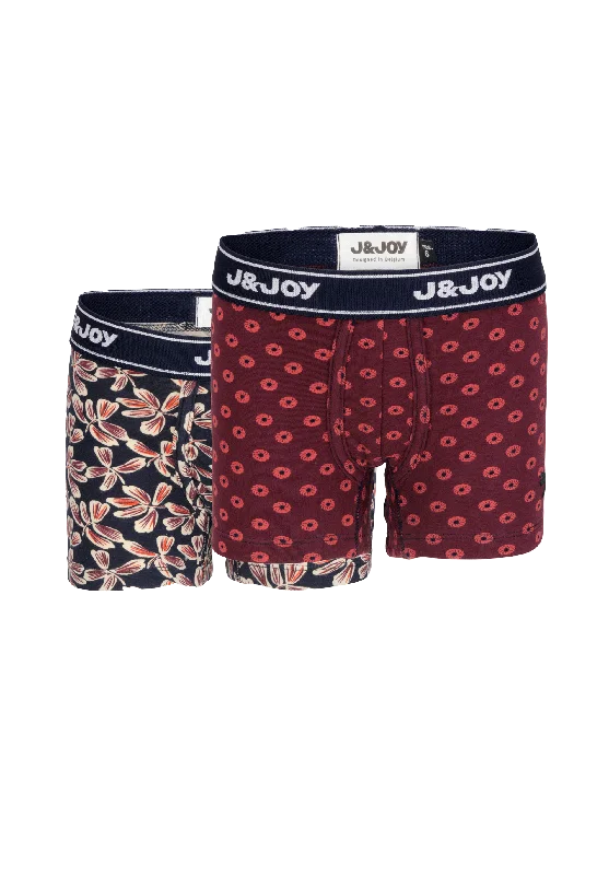 Pack de 2 boxers garçon à motifs imprimés floreaux et paprika