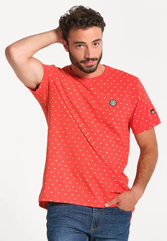 T-Shirt homme rouge avec imprimés bières