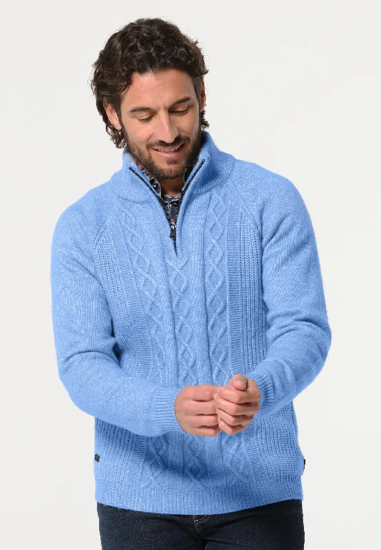 Pull homme bicolore tressé à col haut