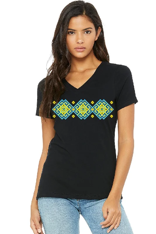 Female fit v-neck t-shirt "Vortex" yellow