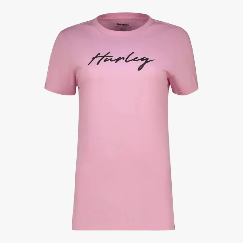 Hurley Womens Script Short Sleeve Tee Fondant Pink