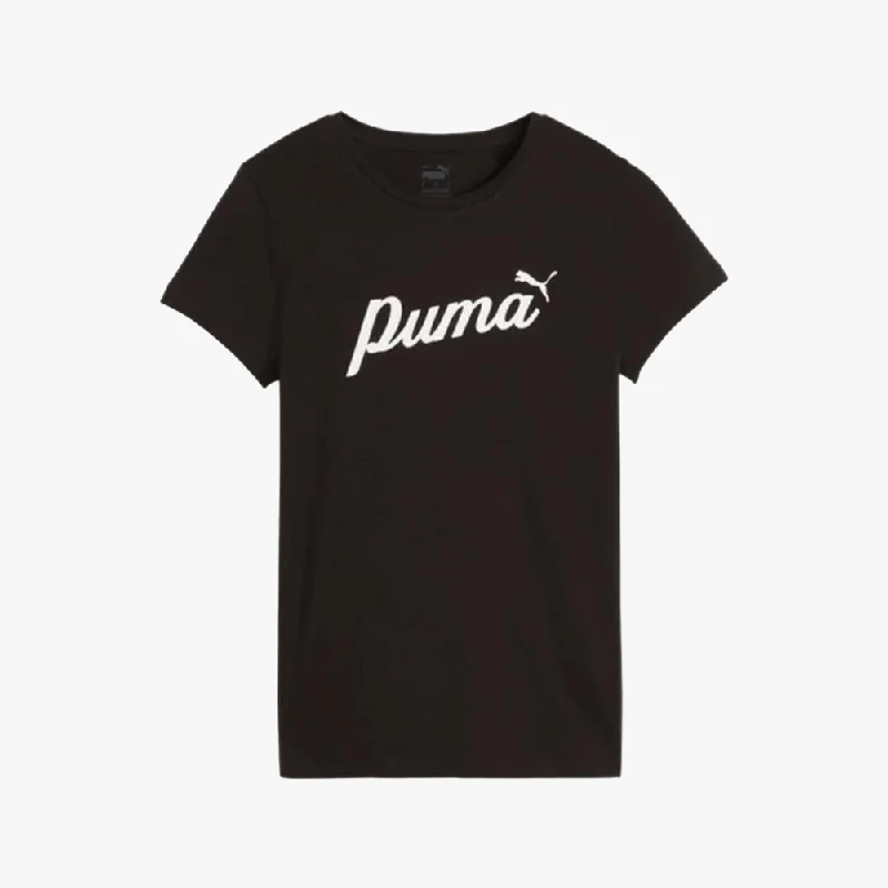 Puma Womens Ess+ Script Short Sleeve Tee Black