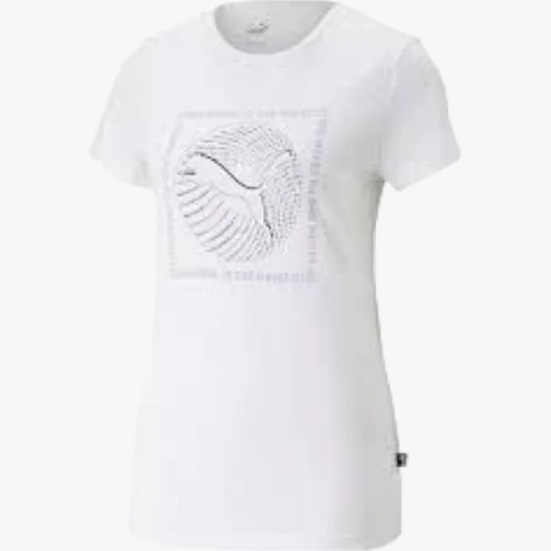 Puma Womens Graphics She Moves Short Sleeve Tee White