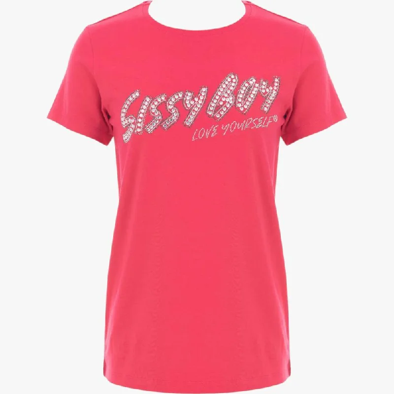 Sissy Boy Womens Short Sleeve Tee Bling Logo Cerise