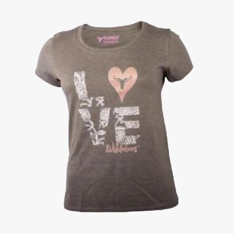 Wildebees Womens Love Short Sleeve Tee Cypress Mel