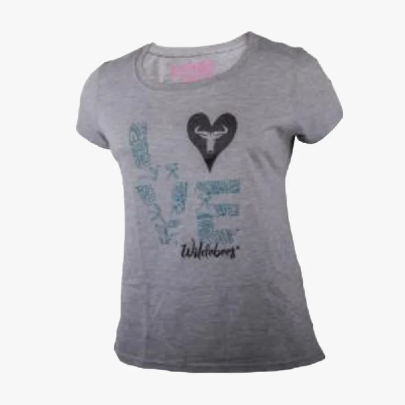 Wildebees Womens Love Short Sleeve Tee Grey Mel