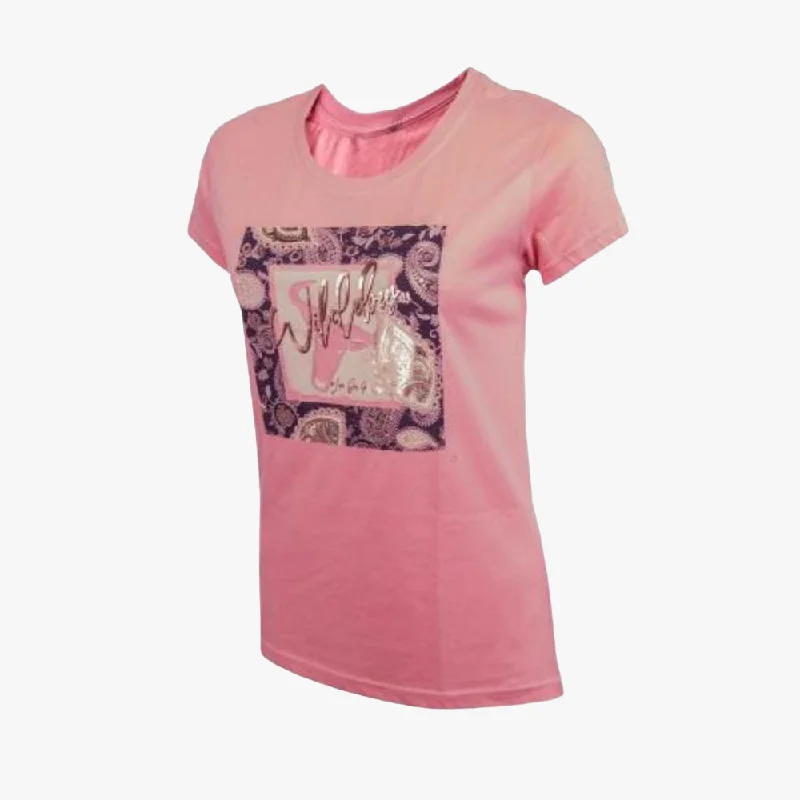 Wildebees Womens Paisley Short Sleeve Tee Blush Mel