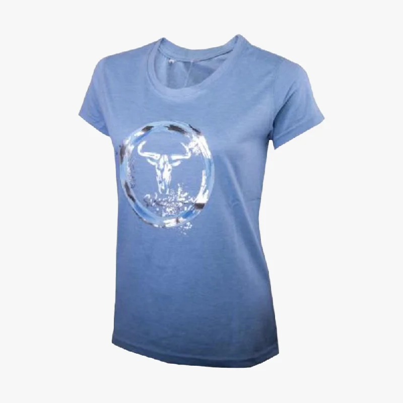 Wildebees Womens Splatter Circle Short Sleeve Tee Blue Bell